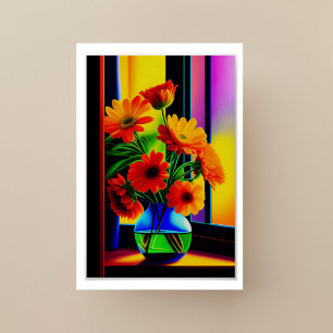 Affiche Couleurs audacieuses Bouquet floral artistique