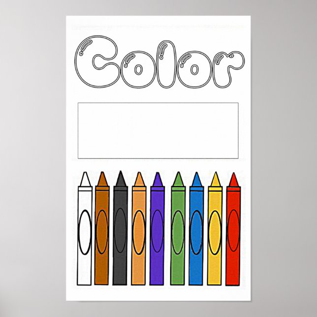 Affiche Couleurs avec des crayons de couleur (Devant)