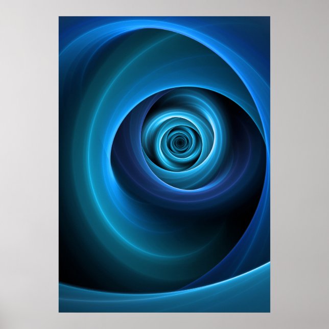 Affiche Couleurs bleu spirale 3D Art Abstrait fractal mode (Devant)