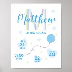 Affiche Couleurs bleues Conception de l'état de naissance