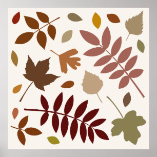 Affiche Couleurs d'automne sur crème tombante Feuille