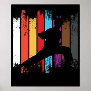 Affiche Couleurs de ceinture karaté Silhouette