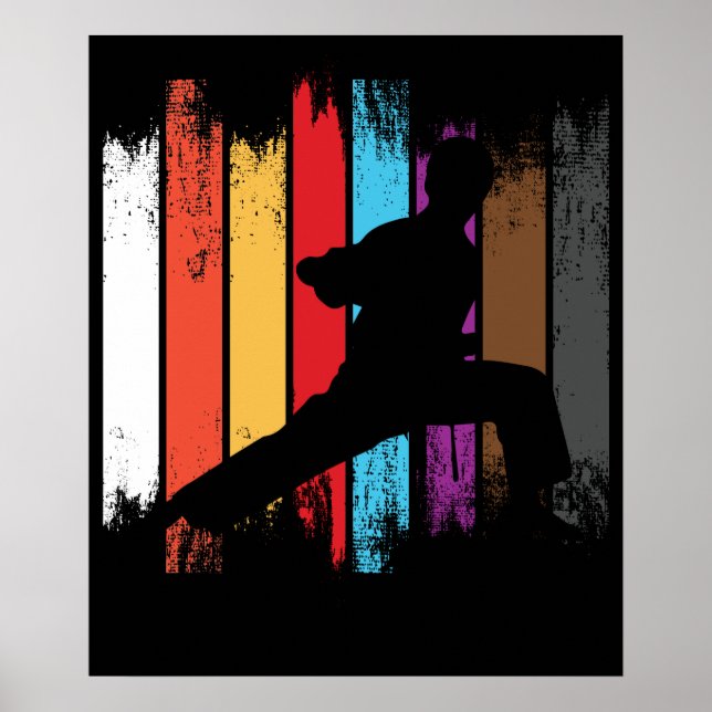 Affiche Couleurs de ceinture karaté Silhouette (Devant)