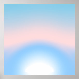 Affiche Couleurs de dégradé radial bleu pastel et rose