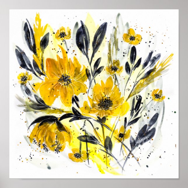 Affiche Couleurs de l'année Aquarelle moderne Floral (Devant)