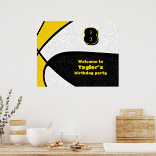 Affiche couleurs de l'équipe de basket-ball en or noir, bi