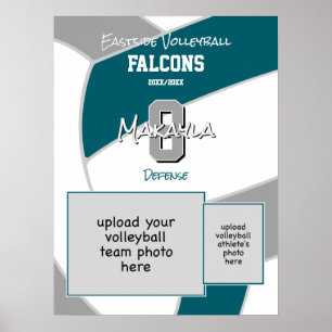 Affiche Couleurs de l'équipe de volley-ball gris turquoise