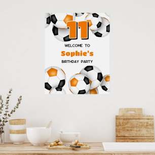 Affiche couleurs de l'équipe orange noir fête d'anniversai