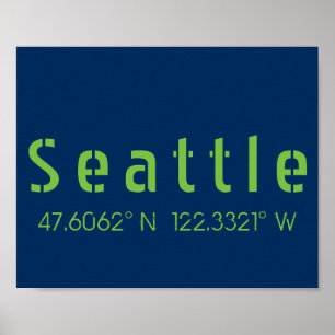 Affiche Couleurs de l'équipe Seattle Longitude Latitude