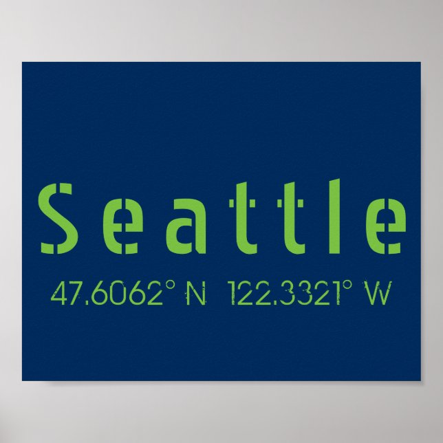 Affiche Couleurs de l'équipe Seattle Longitude Latitude (Devant)