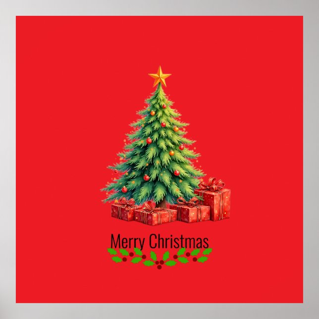 Affiche Couleurs de Noël, Arbre de Noël Décoré, (Devant)