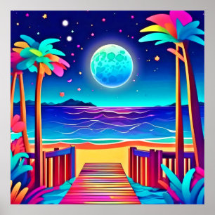 Affiche Couleurs de plage Lune