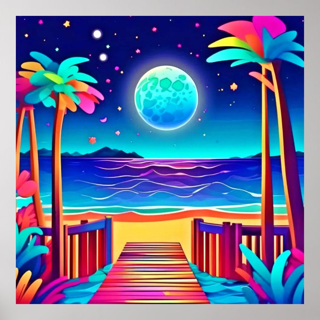 Affiche Couleurs de plage Lune (Devant)