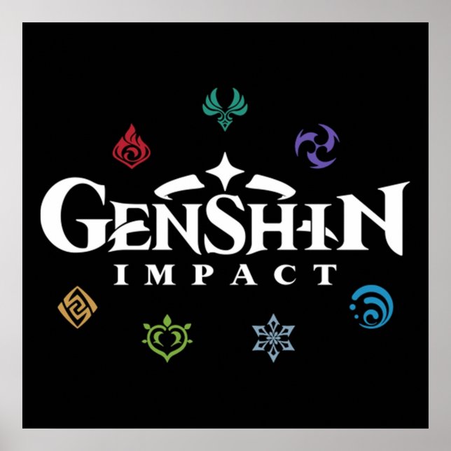 Affiche Couleurs des éléments d'impact Genshin (Devant)