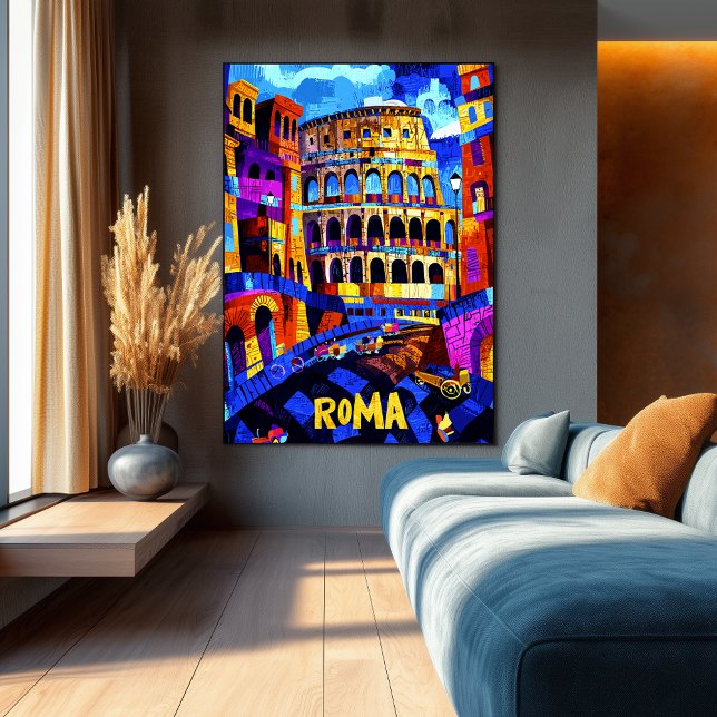 Affiche Couleurs du Colisée de Rome, Paysage urbain géomét (Créateur téléchargé)