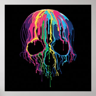 Affiche Couleurs du crâne lumière noire