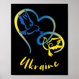 Affiche Couleurs du drapeau ukrainien Colombes de la paix