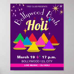 Affiche Couleurs du Festival Hindu Holi Moderne
