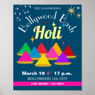 Affiche Couleurs du Festival Hindu Holi Moderne