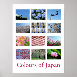 Affiche Couleurs du Japon (bleu/blanc/rose)