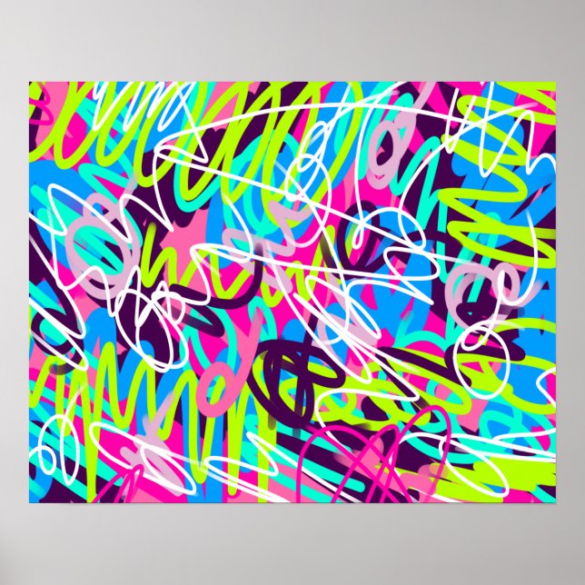 Affiche Couleurs Joyeuses Moderne Abstrait  (Devant)
