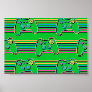 Affiche Couleurs néons de Retro Gaming Geek Gamer 80s