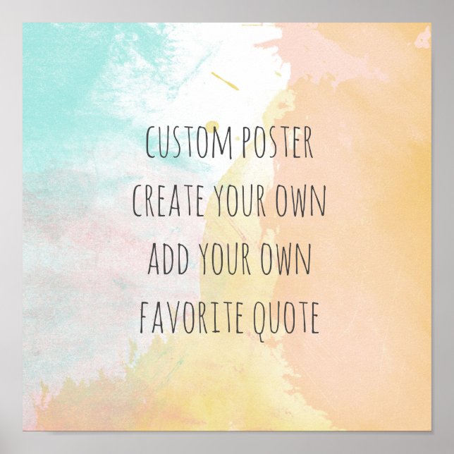 Affiche couleurs pastel ajouter votre propre citation aqua (Devant)