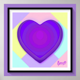 Affiche Couleurs pastel & coeurs violets battre