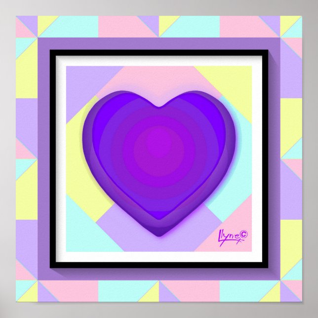 Affiche Couleurs pastel & coeurs violets battre (Devant)