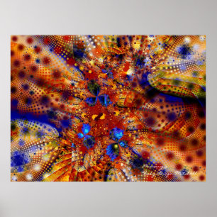 Affiche Couleurs primaires Cool Fractal fin Abstrait