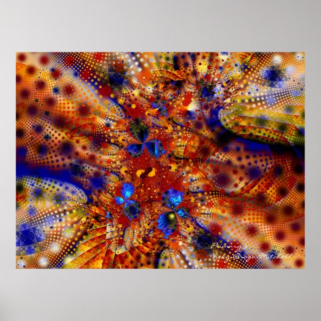 Affiche Couleurs primaires Cool Fractal fin Abstrait (Devant)