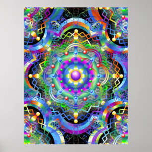 Affiche Couleurs psychédéliques Universe Mandala