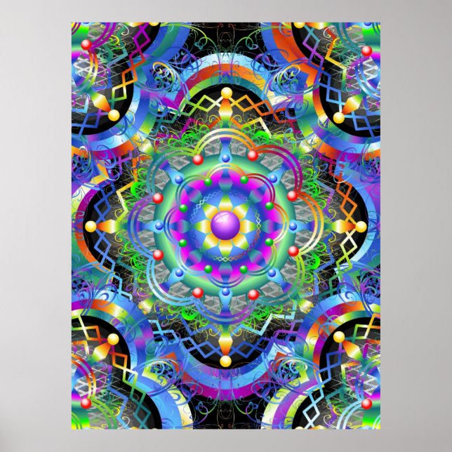 Affiche Couleurs psychédéliques Universe Mandala (Devant)