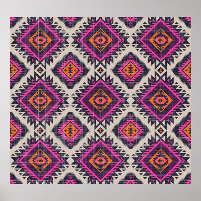 Affiche Couleurs rétro, design Navajo tribal. (Devant)