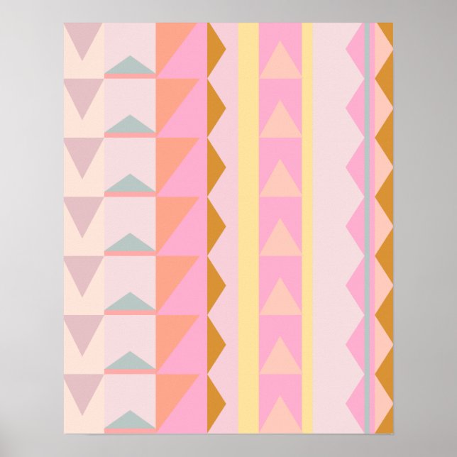 Affiche Couleurs rose et pastel mignonnes Motif géométriqu (Devant)