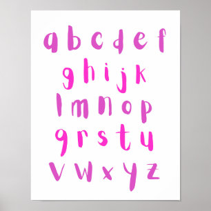 Affiche Couleurs roses Alphabet Lettres en minuscules Sall