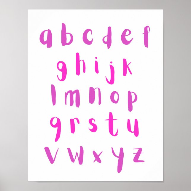 Affiche Couleurs roses Alphabet Lettres en minuscules Sall (Devant)