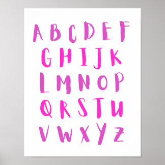 Affiche Couleurs roses Alphabet lettres majuscules Salle p
