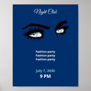 Affiche Couleurs solides Bleues Profondes Dessin Femme