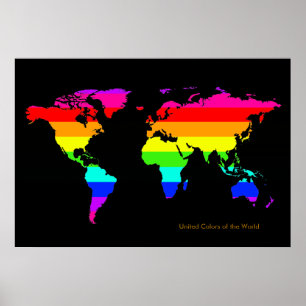 Affiche couleurs unies du monde . carte