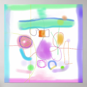 Affiche Couleurs vives et formes Abstraites superposées