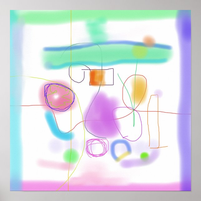 Affiche Couleurs vives et formes Abstraites superposées (Devant)