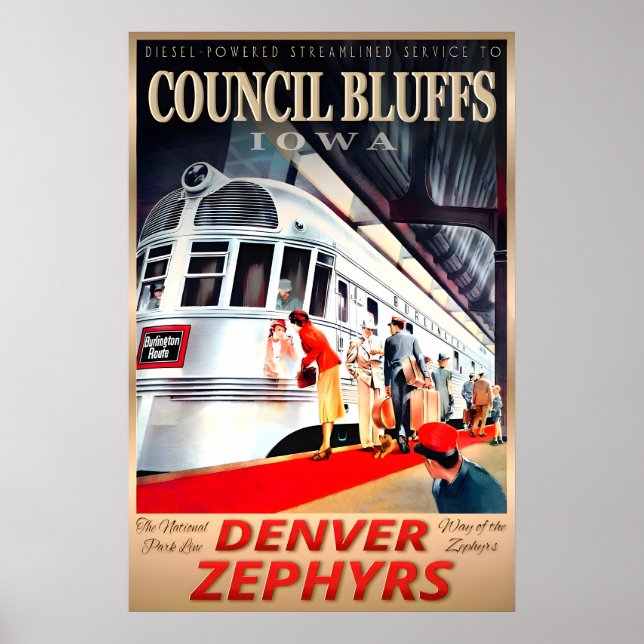 Affiche Council Bluffs Iowa Denver Zephyrs Burlington (Devant)