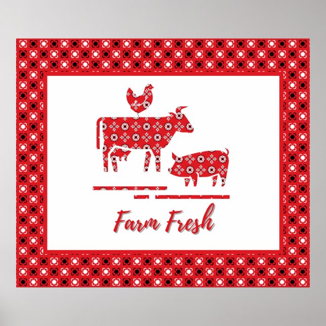 Affiche Country Farm Animaux Bandana Imprimer Canvas (Devant)