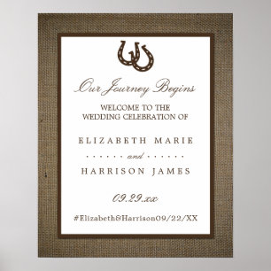 Affiche Country Rustic Horseshoe Sur Burlap Mariage Bienve