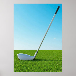 Affiche Coup de club de golf sur un fairway vert