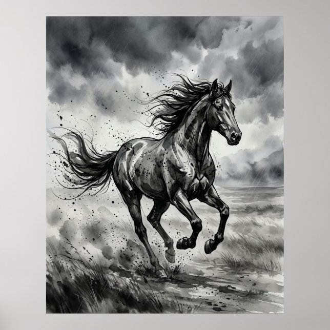 Affiche Coup de pinceau Cheval Gale (Devant)