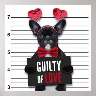 Affiche Coupable Amour Mugshot Chien drôle Saint Valentin