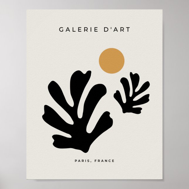 Affiche Coupe Abstraite Forme Feuilles moutarde Jaune feui (Devant)