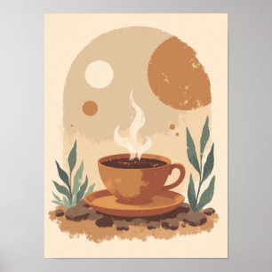 Affiche Coupe de café Boho minimaliste Cuisine Abstraite M